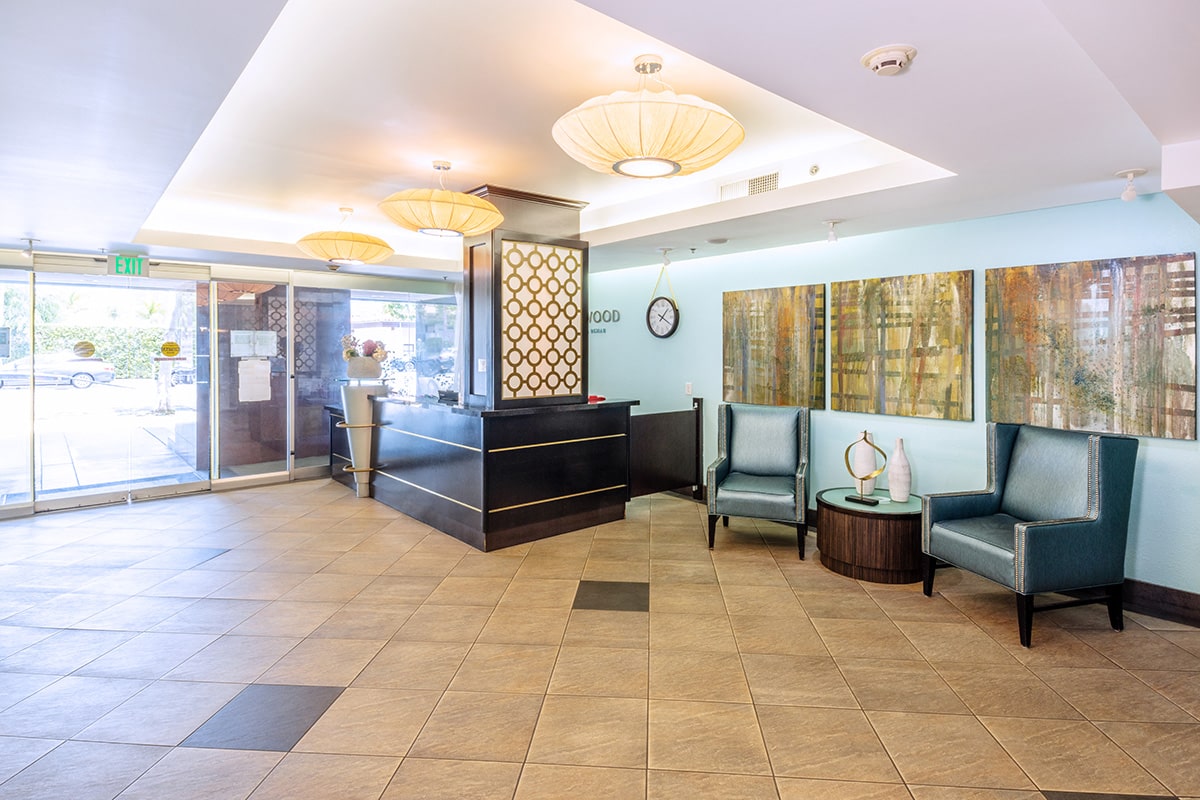 The front reception and lobby at Beachwood Post-Acute and Rehab