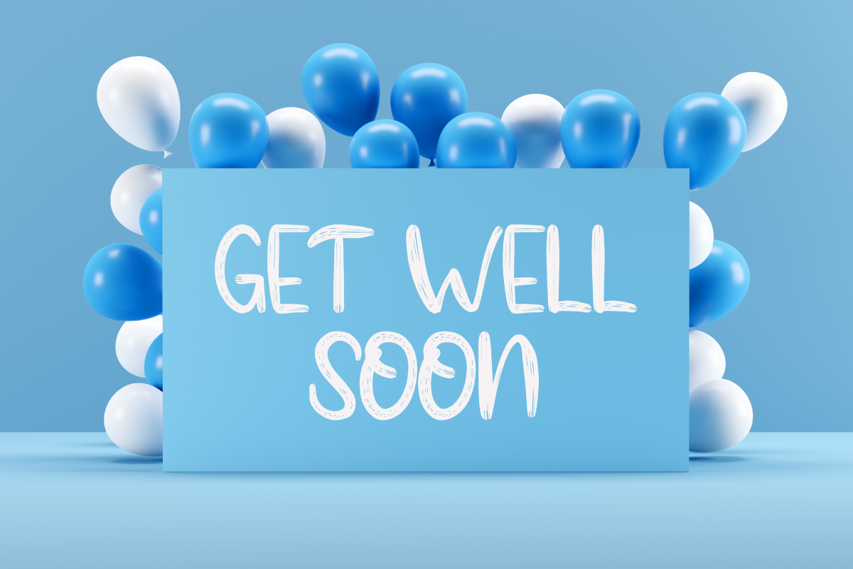 heart background and get well son text