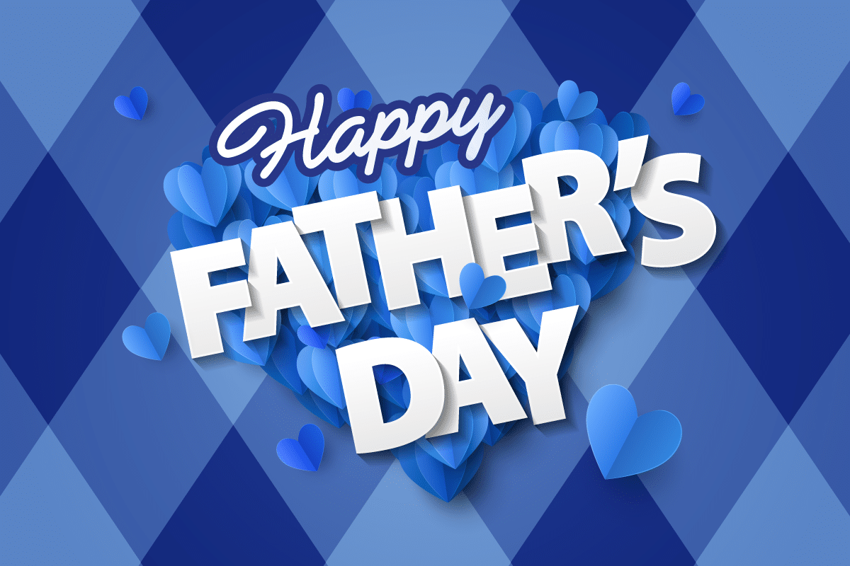 540×360-happyFather1 Digital card showing bold white text that reads "Happy Father's Day" over a heart-shaped cluster of blue hearts. The background features a blue diamond pattern, conveying a celebratory tone.