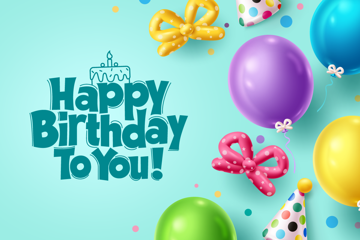 bottles in the background with happy birthday text